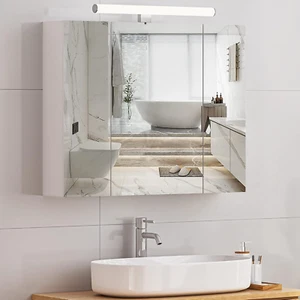DICTAC Armadietto Bagno Con Luce Specchio Bagno Contenitore Con Illuminazione Le - Foto 1 di 9