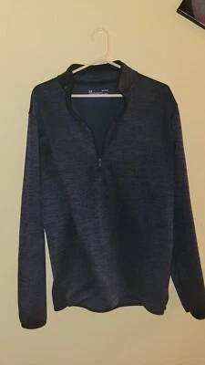 Top suelto Under Armour Coldgear para mujer grande elástico 1/4 cremallera azul jaspeado Foto 1 de 3