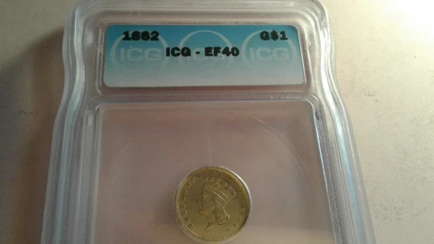 1862 Civil War Era One Dollar Gold Coin - ICG EF 40 Cover