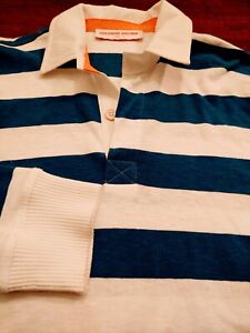ORLEBAR BROWN Men's RUGBY Style Thick 100% Cotton (L) Blue & White L/S Shirt