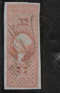 US Scott R91a, $5.00 Mortgage, 1862-63, Used, NG, F/VF, Nice Color - Picture 1 of 1