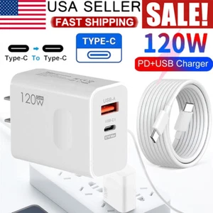120W Type C USB-C Super Fast Wall PD Charger + 6FT Cable For Samsung Universal - Picture 1 of 12