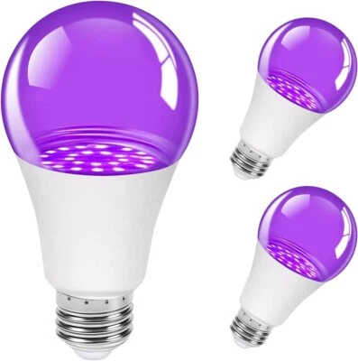 ️ 3 - US 10W UV LED Black light Bulbs A19 E26 E27 UV Blacklight Bulbs UVA - Image 1 of 4