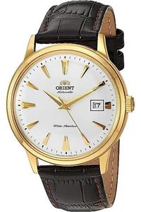 ORIENT FAC00003W0, vestido de hombre, movimiento mecánico, estuche tono oro amarillo, correa, WR - Imagen 1 de 2