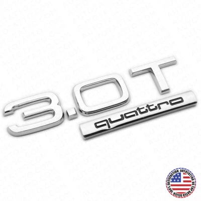 04-22 Audi Rear Trunk Deck Lid 3.0T Quattro Nameplate Emblem Badge Chrome - Image 1 of 4