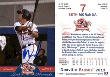 Seth Moranda Signed 2013 Grandstand Danville Braves #NNO Card Auto AU