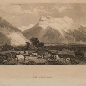 Virgo Suiza Alpes berneses vista histórica sin firmar grabado en acero alrededor de 1840 - Imagen 1 de 4