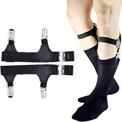 Men Pair Elastic Sock Suspender Garter Single Clip Hold Up Brace Socks Holders - image 1 of 4