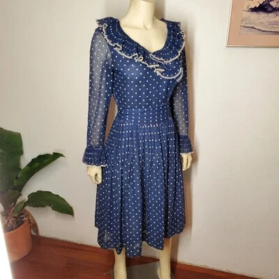 Vestido vintage años 70 con volantes a lunares M/L  Foto 1 de 4