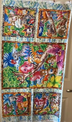 TELA Animales de la Selva Bebé / Bloque de Guardería / Paneles - Acolchado Costura Artesanías Foto 1 de 4