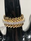 Moissanite Wreath Band Ring 18K Vermeil Yellow Gold Plated Sterling Silver Sz M
