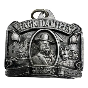 JACK DANIEL'S TENNESSEE WHISKEY Vintage 80s PEWTER METAL KEYCHAIN Old Distillery - Picture 1 of 8