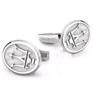 Gemelos Maserati Plateados Logotipo Coche Formal Negocios Boda para Traje Camisa - Imagen 1 de 1