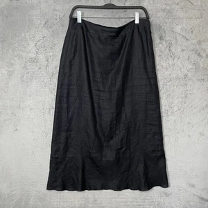 Minimalist Black Linen Maxi Skirt Medium Lagom Workwear Business Japandi Natural - Picture 1 of 6