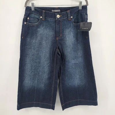 Pantalones de mezclilla para mujer Liz Claiborne pierna ancha capris lavado oscuro talla 10 nuevos recortados Foto 1 de 4