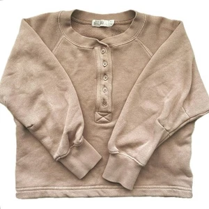 NEW BAREFOOT DREAMS Malibu Collection Terry Henley Pullover Sweatshirt Kids 6/7 - Picture 1 of 8