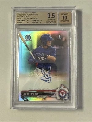 2017 Bowman Chrome Leody Taveras Refractor Auto BGS 9.5  - Image 1 of 2