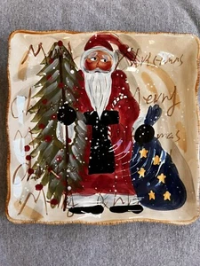 Tabletops Gallery Father Christmas Hand Painted Plate Santa 11” Ceramic Cookie - Picture 1 of 6