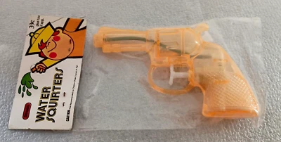 复古 Straco 玩具橙色塑料水 6 射击手枪 1974 年全新香港 — 第 1/4 张图片