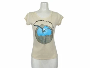 Vintage 70s 80s Maryland Souvenir Novelty T Shirt / Fitted Top Seagull Iron-On - Picture 1 of 7