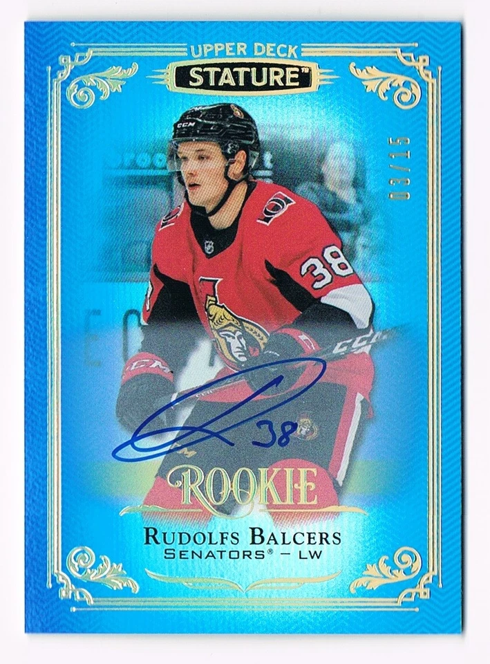 2019-20 Upper Deck Stature Rookie Autograph Blue #191 Rudolfs Balcers 03/15 - Image 1 of 1