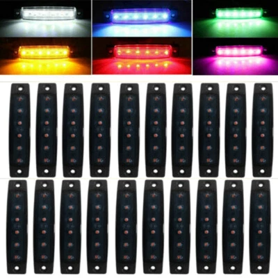 6 LED Smoked Side Marker Indicators Light Truck Trailer Boat Clearance 12/24V - Image 1 of 4