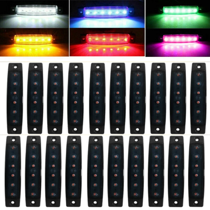 6 LED Smoked Side Marker Indicators Light Truck Trailer Boat Clearance 12/24V - Image 1 of 4