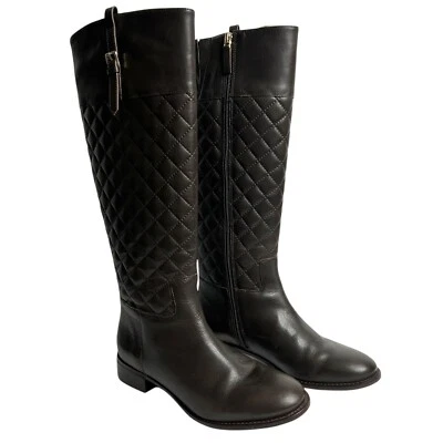 Botas Tamera Talbots Marrón Acolchado Cuero Talla 6.5 Puntada en Relieve Hasta la Rodilla Foto 1 de 4