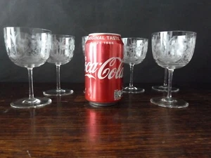 6x Fine Antique Pall Mall Acid Etched Wine Glasses, Crystal, h11,9cm - Picture 1 of 10