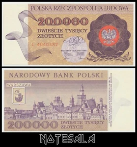 POLAND 200000 200,000 Zlotych 1989 Pick-155 UNC S/N L 4040382 - Picture 1 of 1
