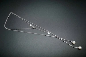 Süßwasserperle Lariat Halskette Perlentropfen Y Halskette Sterlingsilber Lariat - Bild 1 von 10