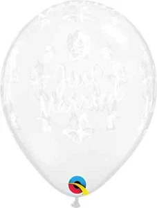 Qualatex 16" Round Latex Balloons - Just Married Butterflies x10 pcs - Picture 1 of 1