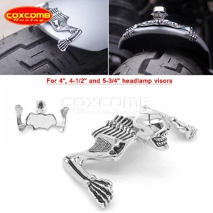 4-1/2" inch Headlight Visor Skeleton Hawk Skull Headlight Ornament for Harley - Picture 1 of 9