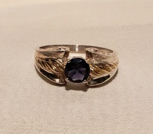 Iolite Round Solitaire Sterling Silver Etruscan Byzantine Inspired Ring - Picture 1 of 16