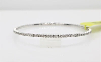 Brazalete Brazalete Flexible Diamante Redondo 2.17ct Juego de Puntas Oro Blanco 14K $5,100 VJ Foto 1 de 4