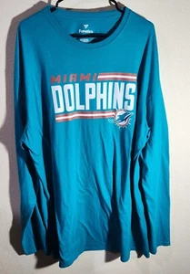MENS FANATICS MIAMI DOLPHINS AQUA LONG SLEEVE T-SHIRT SIZE XXXL 3XL - Picture 1 of 18