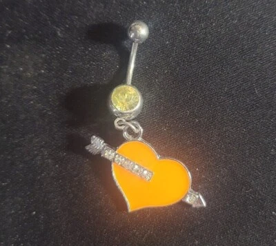 Anillo Vientre Colgante Corazón Cupido Elige Naranja o Amarillo Foto 1 de 2