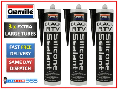 GRANVILLE 3x Black RTV Silicone Adhesive Sealant Waterproof Gasket Flexible High Temp 0236