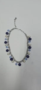 Blue Silver Pearl Trifari Necklace - Picture 1 of 9