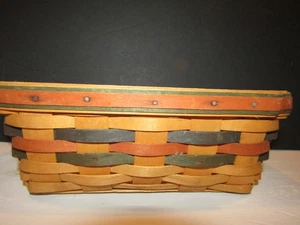 LONGABERGER 1998 Colores Otoño 10" X 6.25” X 3.5" CESTA TEJIDA A MANO - Imagen 1 de 7