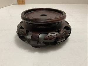 Ant Chinese Carved Leaf Wood 3" Display Stand Riser Base - Picture 1 of 8