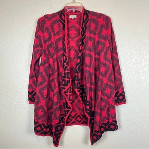 Lucky Brand rot Azteken Boho vorne offen drapiert Wickel Cardigan Größe Small - Bild 1 von 9