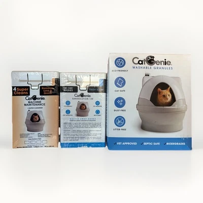 CatGenie Supplies 3-Pack: Washable Granules, Sanisolution, Machine Maintenance - Image 1 of 4