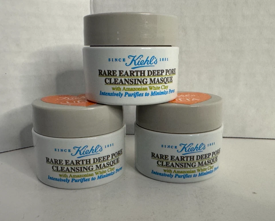 NEW❤ 3PC  Kiehl’s Rare Earth Deep Pore Cleansing Masque 3x0.5 fl oz / 14 ml - Image 1 of 1