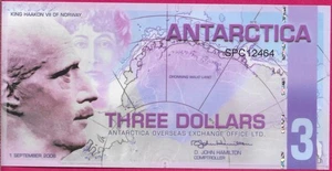 ANTARKTIS 3 DOLLARS 2008 NEW FANTASY NOTE,QUEEN MAUD LAND,IMAGE OF KING KAAKON - Bild 1 von 2