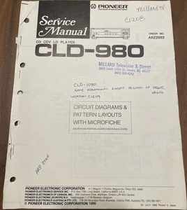 Pioneer CLD-980 CD CDV LD Laser Disc Player Original Service Repair Manual - Picture 1 of 1