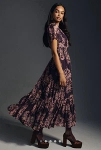 Anthropologie The Somerset Maxi Dress: Chiffon Edition Crimson Purple Sz XS - Picture 1 of 12