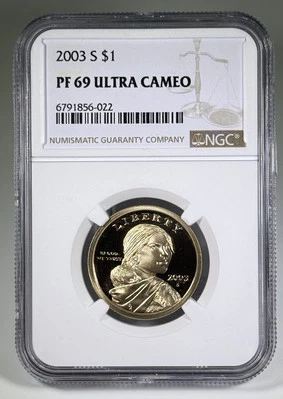 2003 S Sacagawea NATIVE AMERICAN DOLLAR $1 NGC PF69 Ultra Cameo - Image 1 of 2