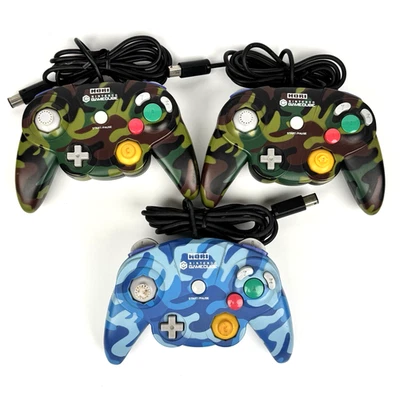 3x Lot HORI Pad Cube Nintendo Gamecube Controller Camo Green Blue T3 Japan Read - Image 1 of 4