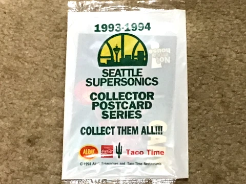 1993-1994 Seattle Supersonics Taco Time Collector Postcard Sealed Gary Payton Cover